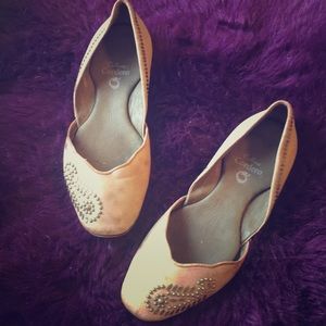 Cordera Women's Tan Flats with Studded Design